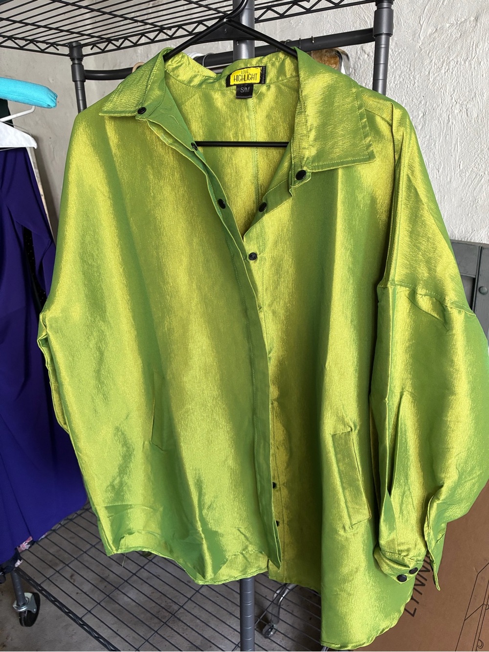 Love Lime Green Satin Button-Front Blazer